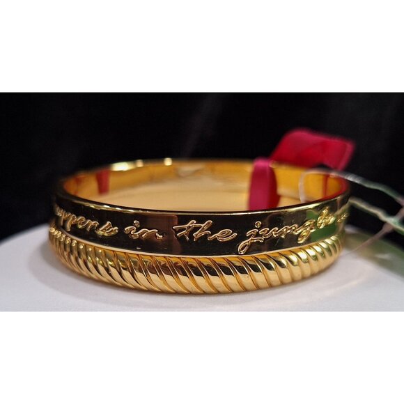 NEW Lilly Pulitzer Gold Tone "What Happens In The Jungle" Bangle Bracelet Set - Picture 4 of 9